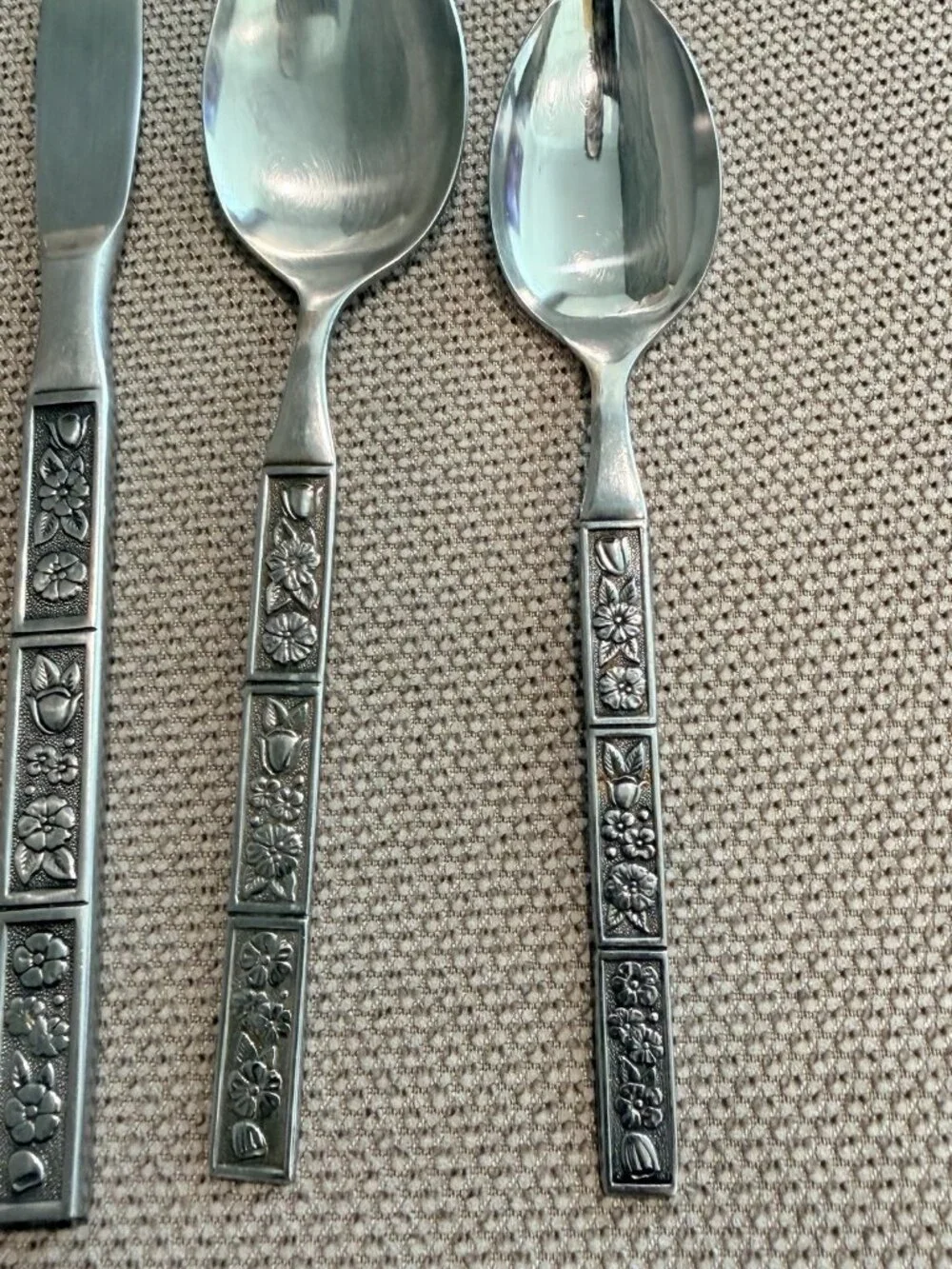 Lot of 5 Vintage Oneida Northland Spring Fever Stainless Salad Fork Spoon Japan